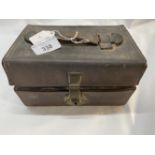 19th cent. Rural Collectables: Ex-Manor Farm, Avebury. Leather medicine box containing miscellaneous