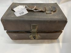 19th cent. Rural Collectables: Ex-Manor Farm, Avebury. Leather medicine box containing miscellaneous