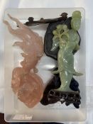 Keith and Sonja Hamilton Collection: Chinese hardstone carvings, pink quartz laughing Buddha,