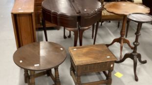 20th cent. Oak side table designed and made by Christiane Karg of Bergen, turned supports and