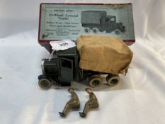 Military Toys: W. Britain, British Army ten wheel covered tender, with driver, doors open, back