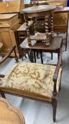 19th cent. Mahogany drop leaf side table on turned supports. 21ins. x 27ins. x 22ins high. Plus a