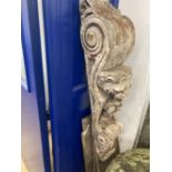 17th/18th cent. Continental carved Corbel Heraldic beast above floral embellishments. Approx. 40ins.