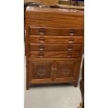 20th cent. Reproduction Chinese hardwood cutlery/silver cabinet. 22ins. x 32ins.