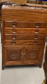 20th cent. Reproduction Chinese hardwood cutlery/silver cabinet. 22ins. x 32ins.