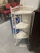 19th cent. Bamboo corner stand, white painted.