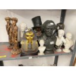 Mixed reproduction busts to include Tutankamun, Shakespeare, and Chopin, etc.