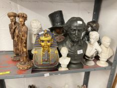 Mixed reproduction busts to include Tutankamun, Shakespeare, and Chopin, etc.