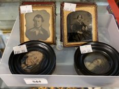 19th cent. Miniature and photograph oil on copper portrait of a woman, monogrammed CF or FC. Glass