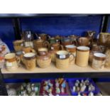 19th/20th cent. Doulton Lambeth Stoneware: Lidded ale jugs and pitchers, mainly harvest pattern, two