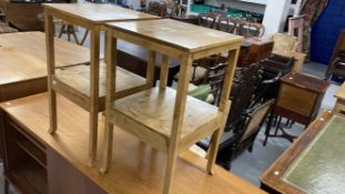 20th cent. Satinwood veneer bedside table, shelf with drawer beneath on shaped supports. 14½ins. x