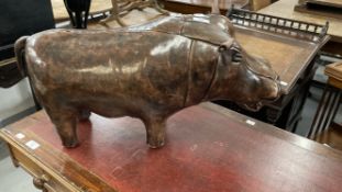 Liberty style leather hippopotamus with coppered studs to base of feet. 24ins. x 12ins.