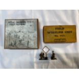 Military Toys: Crescent Toys, field wireless unit, No. 703, two figures one with aerial, the other
