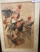 Oriental School: 19th and 20th cent. Watercolour on paper of domestic fowl, annotated 'After Ito