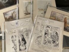 Robert S. Coram 'Maroc': 20th cent. Cartoonist, sixteen original cartoons, pen & ink, all signed