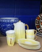 Early 20th cent. Ceramics: Shelley 'Cloisello' ware blue/white jardiniere, Foley China part coffee