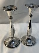 Sterling Silver: Fisher, Alexandria candlestick of elegant form stamped to base 2650 weighted base