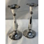 Sterling Silver: Fisher, Alexandria candlestick of elegant form stamped to base 2650 weighted base