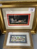 Middle Eastern Art: 19th cent. Miniature oil on ivory of a cavalry battle scene, unsigned, framed