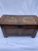 18th cent. Oak eight panel coffer of modest proportions. 38ins. x 18ins. x 20ins.