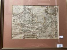 Maps: 16th cent. County Map of Berkshire by Christopher Saxton and William Hole, hand coloured,