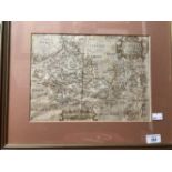 Maps: 16th cent. County Map of Berkshire by Christopher Saxton and William Hole, hand coloured,