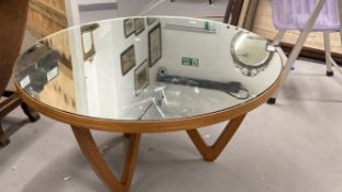 Art & Design: Jeremy Broun 1970s/80s mirror topped coffee table with angular base, small crack to