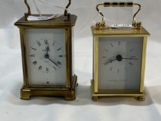 Clocks: Carriage Duverdrey and Bloquel, France. Brass body 4¾ins. x 3ins. x 2½ins. Plus Quartz,