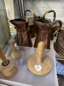 19th cent. Rural Collectables: Ex-Manor Farm, Avebury. Kitchenalia treen butter pats x 3, copper