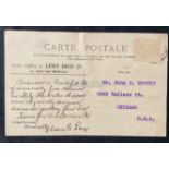 R.M.S. TITANIC: First-Class passenger and victim Erwin G. Levy. Handwritten postcard postally used