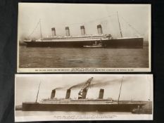 R.M.S. TITANIC: Post-disaster bookpost Hurst and Co, real photo postcard, plus another of the
