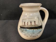 R.M.S. TITANIC: Unusual Carlton ware memorial commemorative jug, formerly the property of Brian