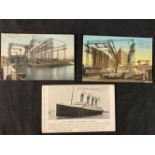 R.M.S. TITANIC: Real photo postcards of the World's Greatest Gantry at Harland & Wolff showing