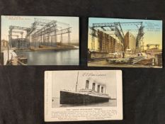 R.M.S. TITANIC: Real photo postcards of the World's Greatest Gantry at Harland & Wolff showing