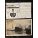 R.M.S. TITANIC: G. D. Courtney memorial postcard signed by survivor. "S.S. Titanic" leaving