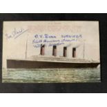 R.M.S. TITANIC: Post-disaster card later signed by survivors Bertram Dean, Edith Haisman, and Eva