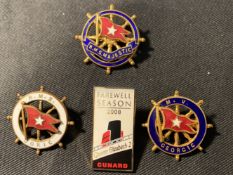 OCEAN LINER: White Star Line Doric, Georgic, and Majestic ships wheel brooches, 1ins diameter.