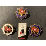 OCEAN LINER: White Star Line Doric, Georgic, and Majestic ships wheel brooches, 1ins diameter.