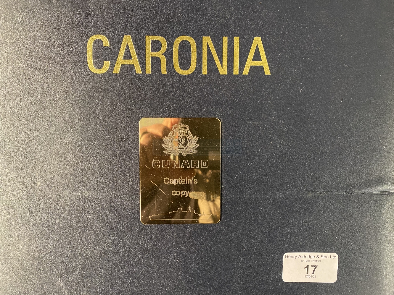 OCEAN LINER: Unusual hard bound Officers instruction book labelled 'Caronia' with label inscribed '