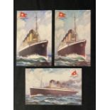 R.M.S. TITANIC: Tucks oilette celebrated liners series (2), plus another of R.M.S. Olympic.