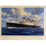 R.M.S. TITANIC: Ken Marschall limited edition print of Titanic signed by the artist, and survivor