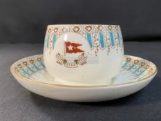 WHITE STAR LINE: First-Class Wisteria pattern chocolate cup and saucer, the cup marked 3/1913.
