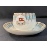 WHITE STAR LINE: First-Class Wisteria pattern chocolate cup and saucer, the cup marked 3/1913.