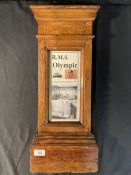 R.M.S. OLYMPIC: Oak column section from Cabin 62, stencilled to reverse port side and impressed fore