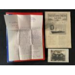 R.M.S. TITANIC - THE SAMUEL ALFRED SMITH ARCHIVE: Original copy of The Western Union News