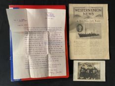 R.M.S. TITANIC - THE SAMUEL ALFRED SMITH ARCHIVE: Original copy of The Western Union News