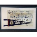 MARITIME: H.M.S. Southampton British nautical pennant, framed and glazed, formerly the property of