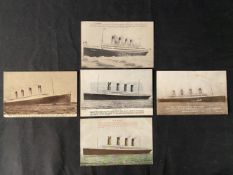 R.M.S. TITANIC: Post-disaster postcards including Success Postcard Co, NYC, and Spithead series. (