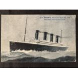 R.M.S. TITANIC: Post-disaster postcard of ill-fated Titanic. Postally used April 22nd 1912 W.T.