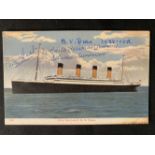 R.M.S. TITANIC: Pre-maiden voyage postcard, later signed by survivors Eva Hart, Bertram Dean, and